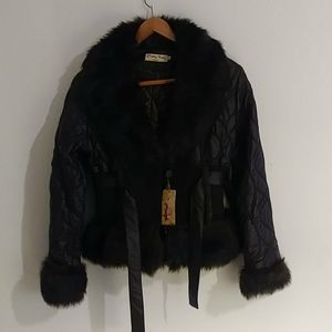 Woman's Brown Wool/Polyester Quilted Jacket